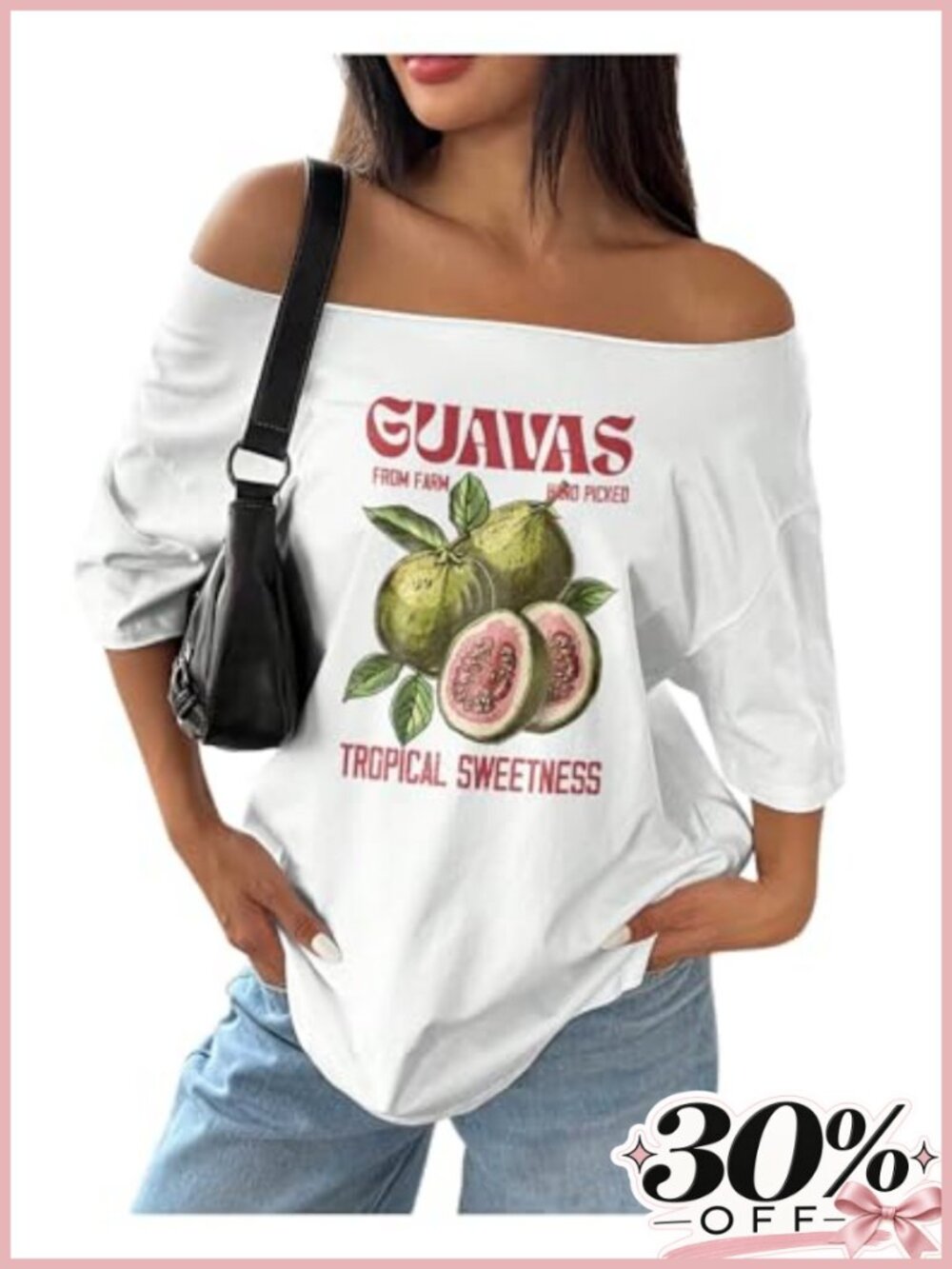 Off Shoulder Graphic Tee Oversized Y2K Summer Top